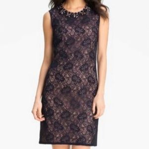 Adrianna Papell lace navy shift dress